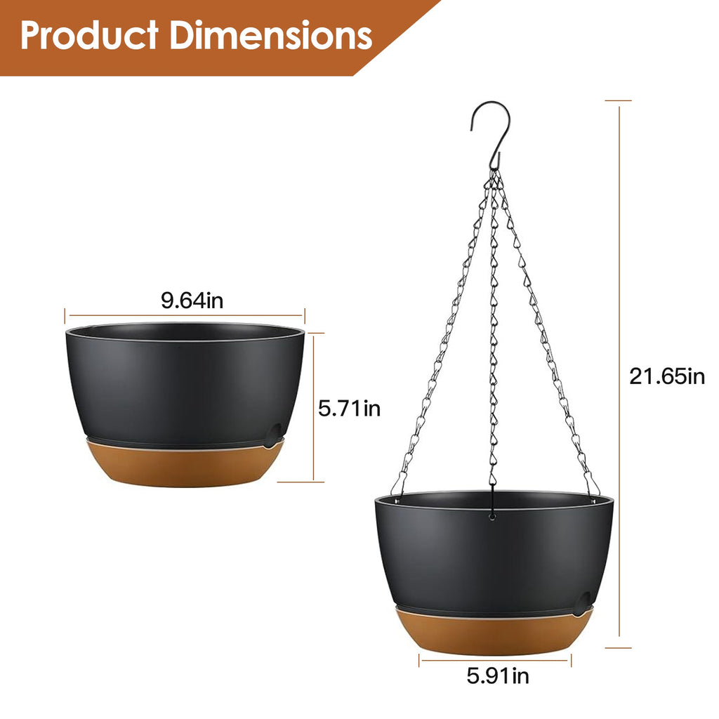 Self-Watering Hanging Planters, 9.6″ — Set of 4 (Gray) — alternate view 7
