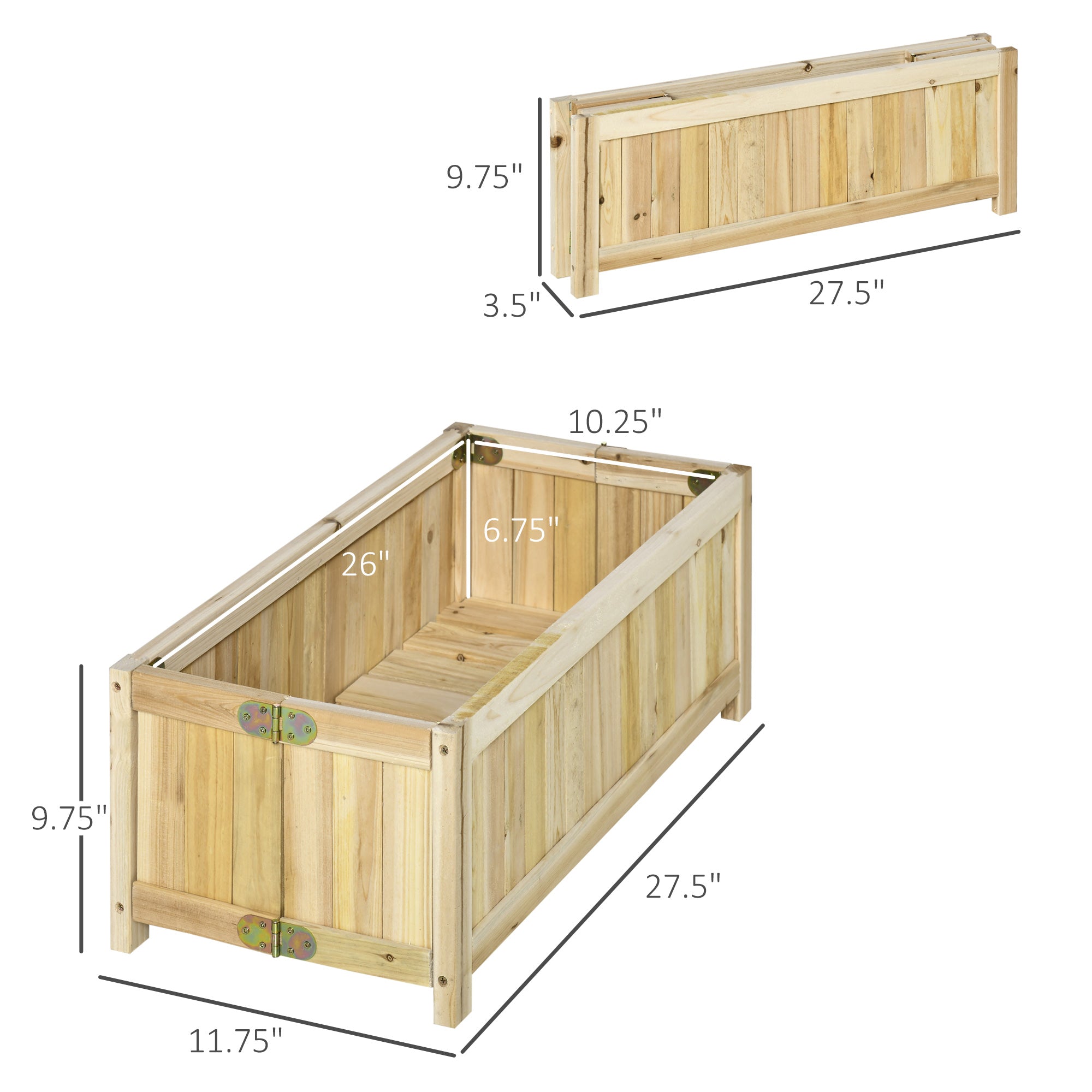 Foldable Wooden Raised Garden Bed — Natural — alternate view 3