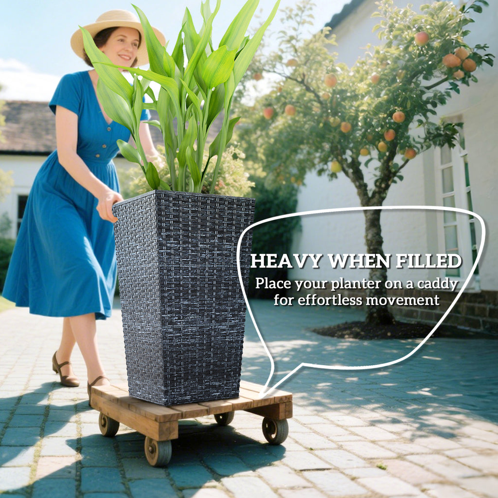 Tall Rattan-Style Planters, 24″ — Set of 3 (Gray) — alternate view 5
