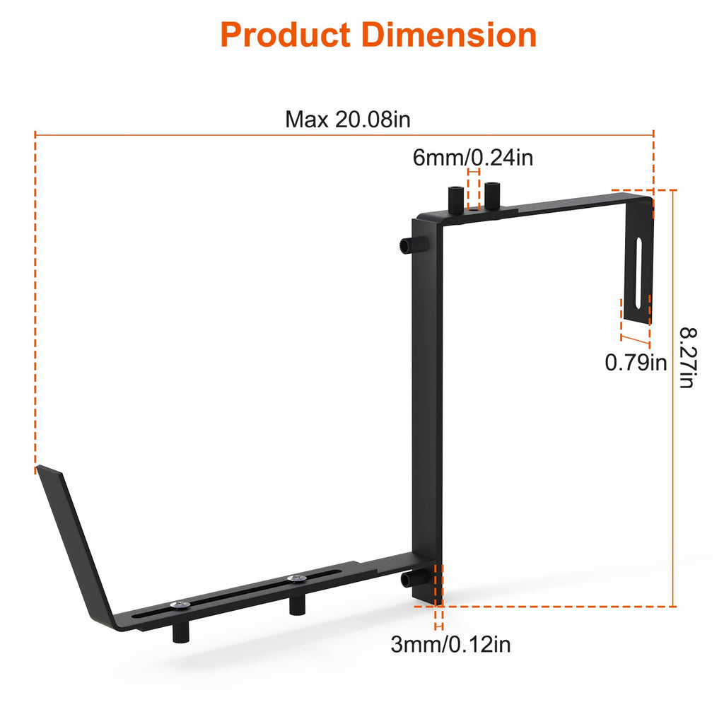 Adjustable Railing Planter Brackets — Set of 4 (Black) — alternate view 4