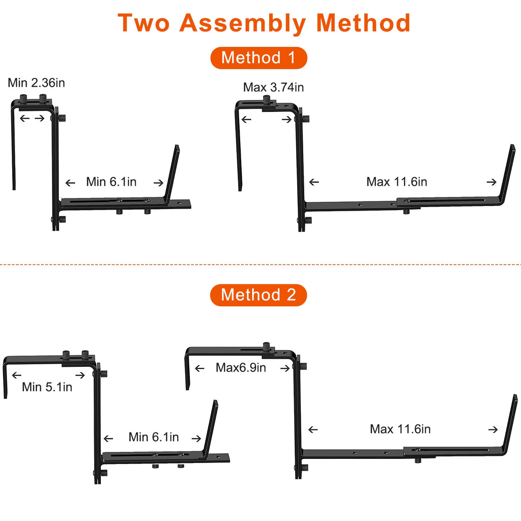 Adjustable Railing Planter Brackets — Set of 4 (Black) — alternate view 8