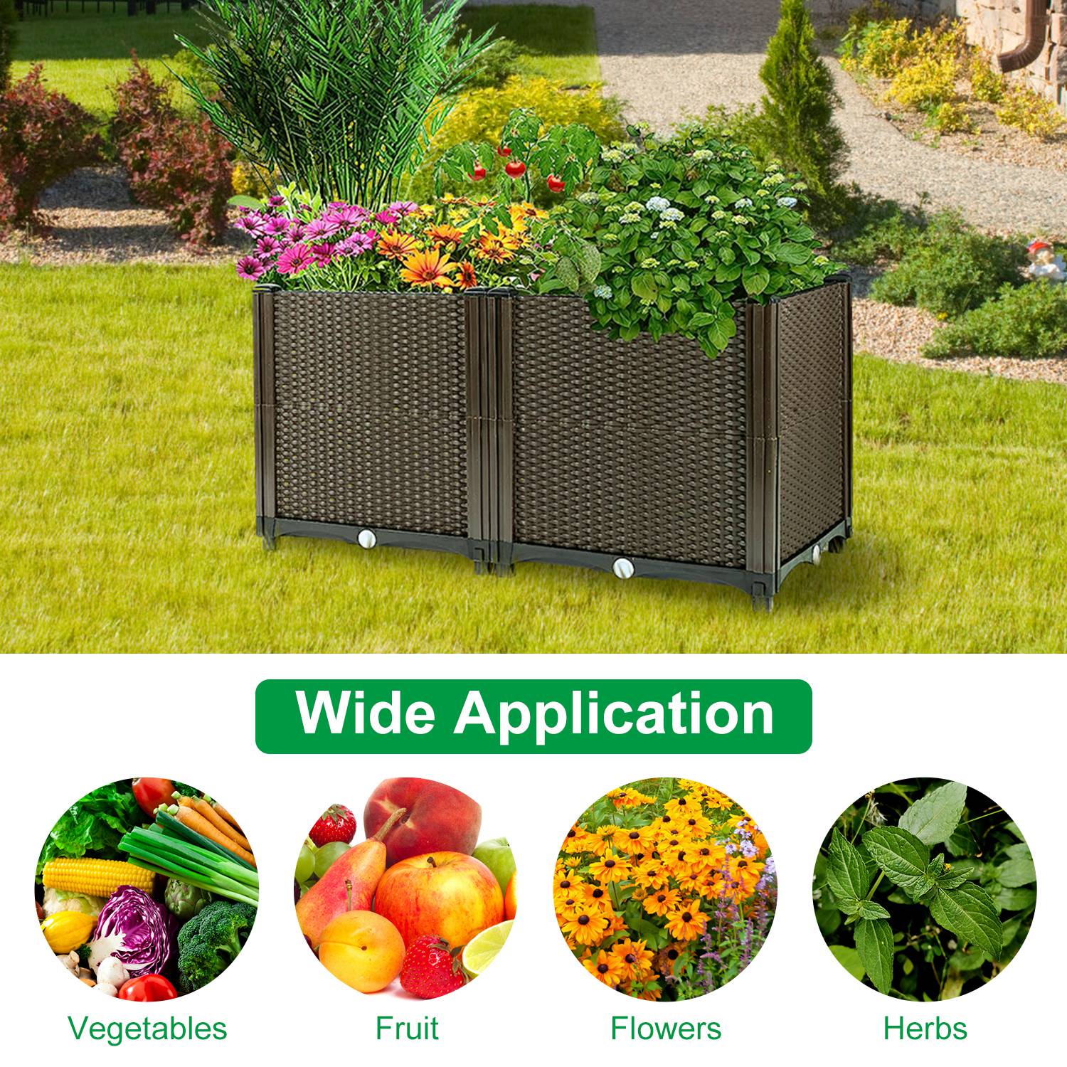Self-Watering Raised Garden Bed — Rattan Brown — alternate view 6