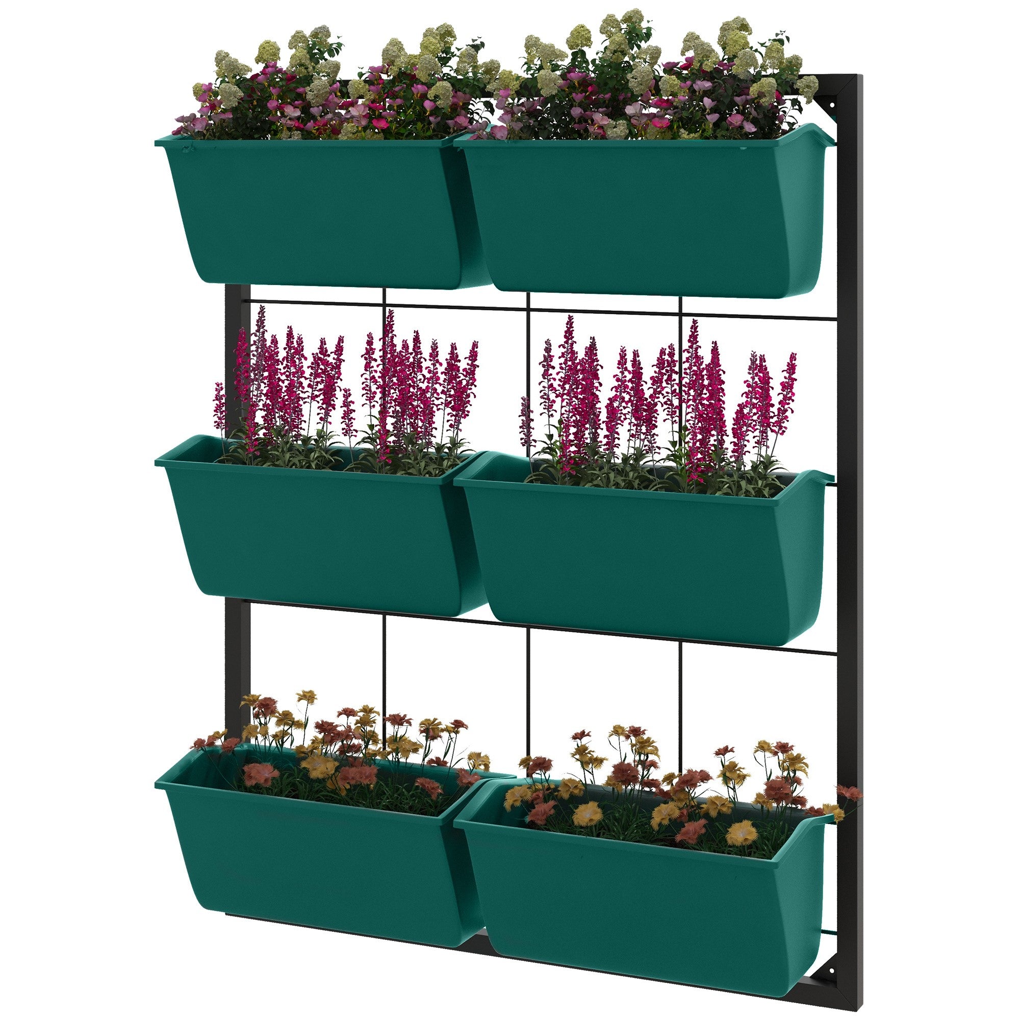 3-Tier Wall-Mounted Planter with 6 Pots — Green — alternate view 9