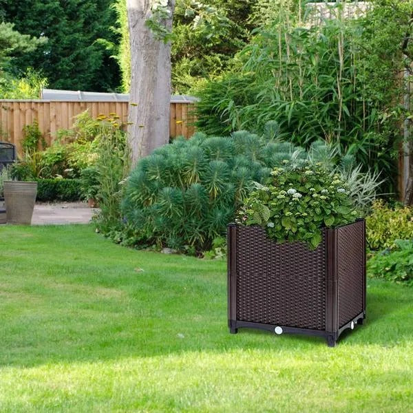 Self-Watering Elevated Planter Box — Rattan Brown — alternate view 4