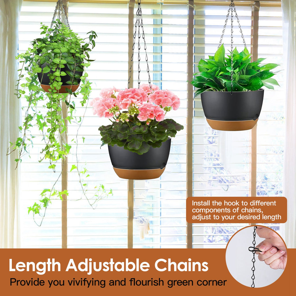 Self-Watering Hanging Planters, 9.6″ — Set of 4 (Gray) — alternate view 4