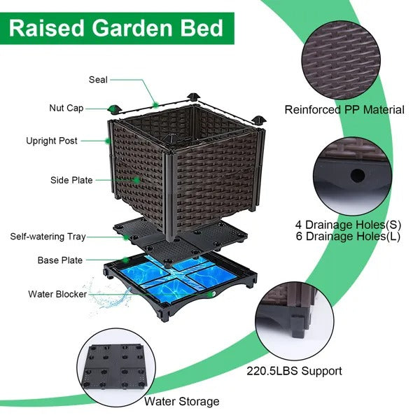 Self-Watering Elevated Planter Box — Rattan Brown — alternate view 6