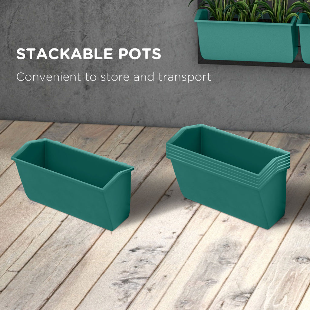 3-Tier Wall-Mounted Planter with 6 Pots — Green — alternate view 6
