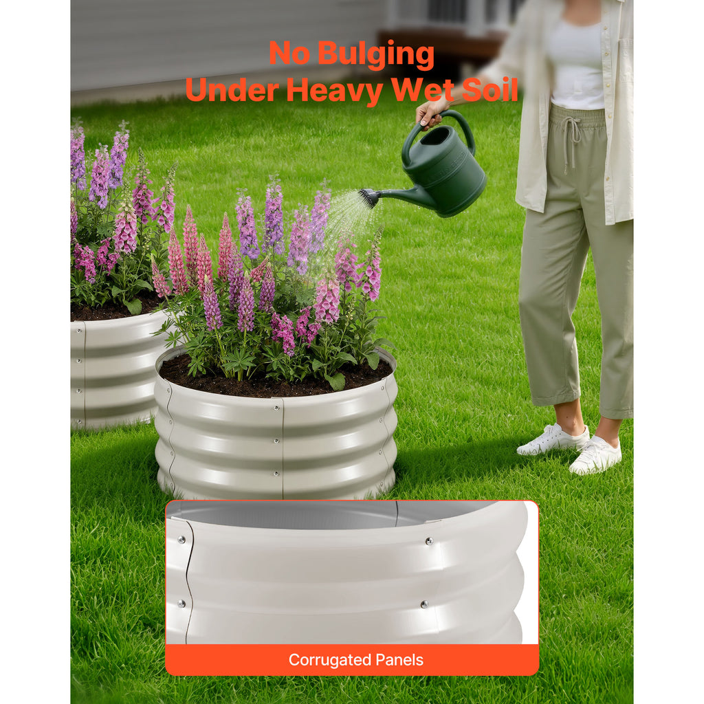 Round Galvanized Garden Beds, 2 × 2 × 1 ft — Set of 3 (Beige) — alternate view 5