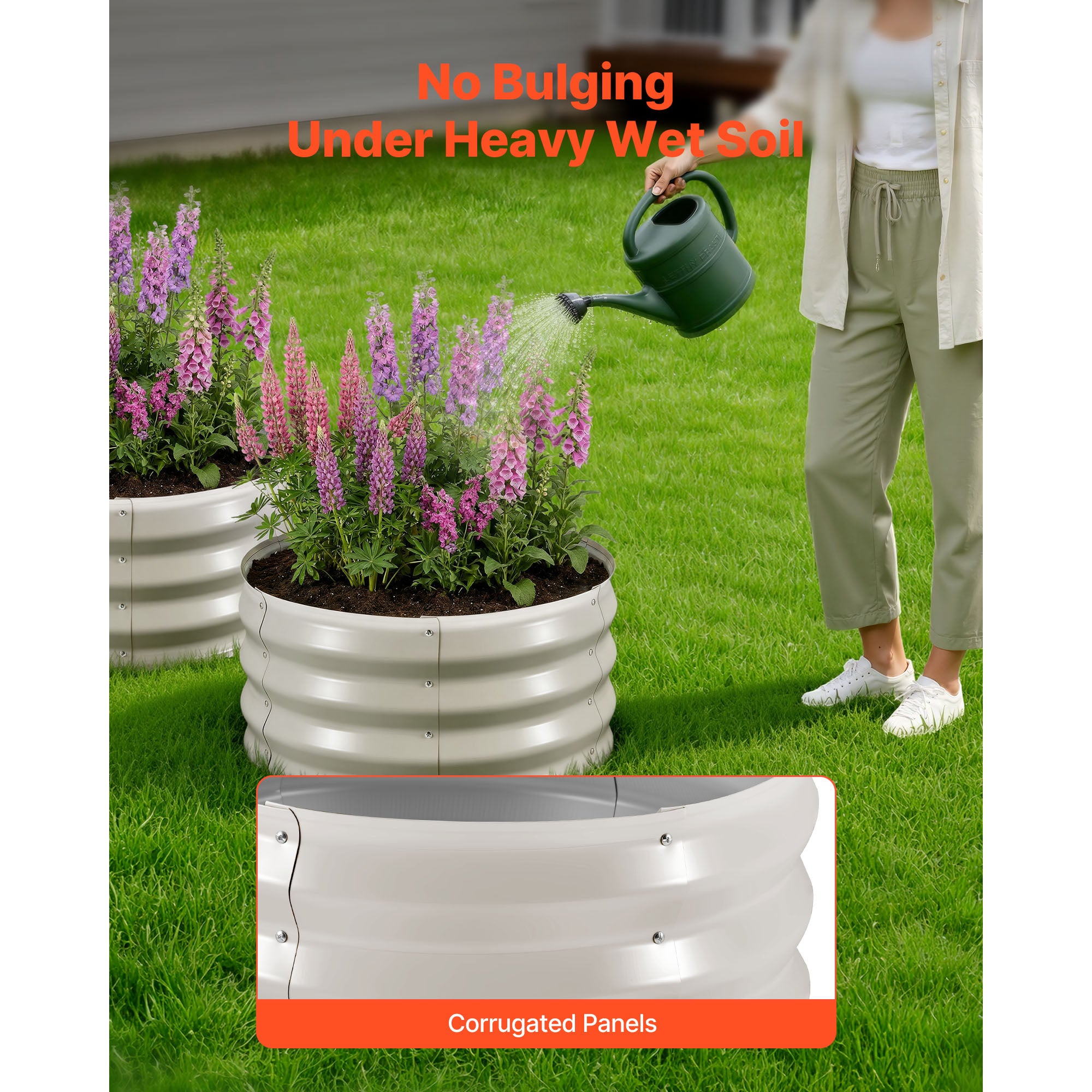 Round Galvanized Garden Beds, 2 × 2 × 1 ft — Set of 3 (Beige) — alternate view 5