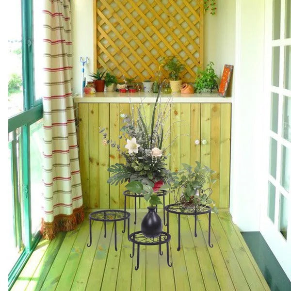 Metal Plant Stands — Set of 4 (Black)