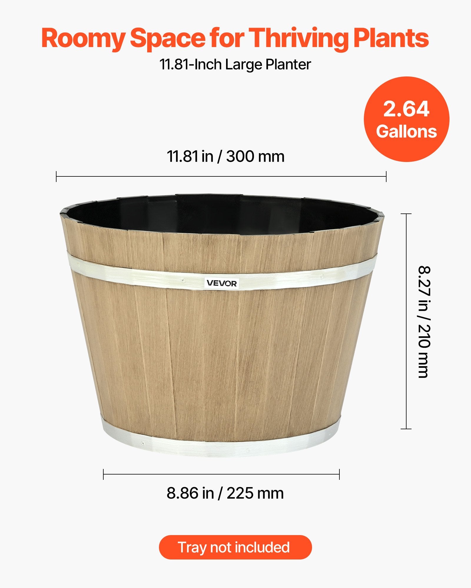 Resin Whiskey Barrel Planter — 12 in — alternate view 5