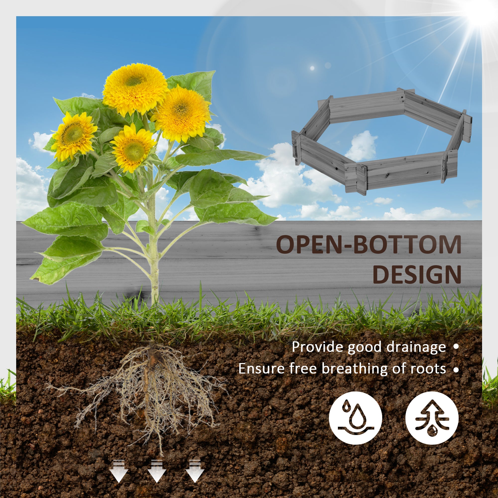 Screwless Hexagon Raised Garden Bed — Gray — alternate view 4