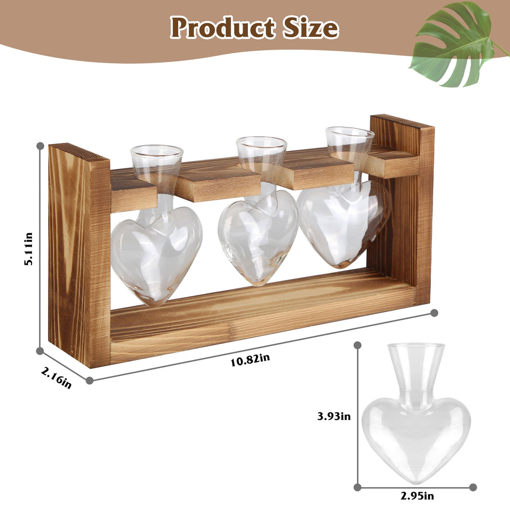 Heart-Shaped Glass Propagation Station — 3 Vases — alternate view 2