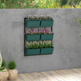 3-Tier Wall-Mounted Planter with 6 Pots — Green