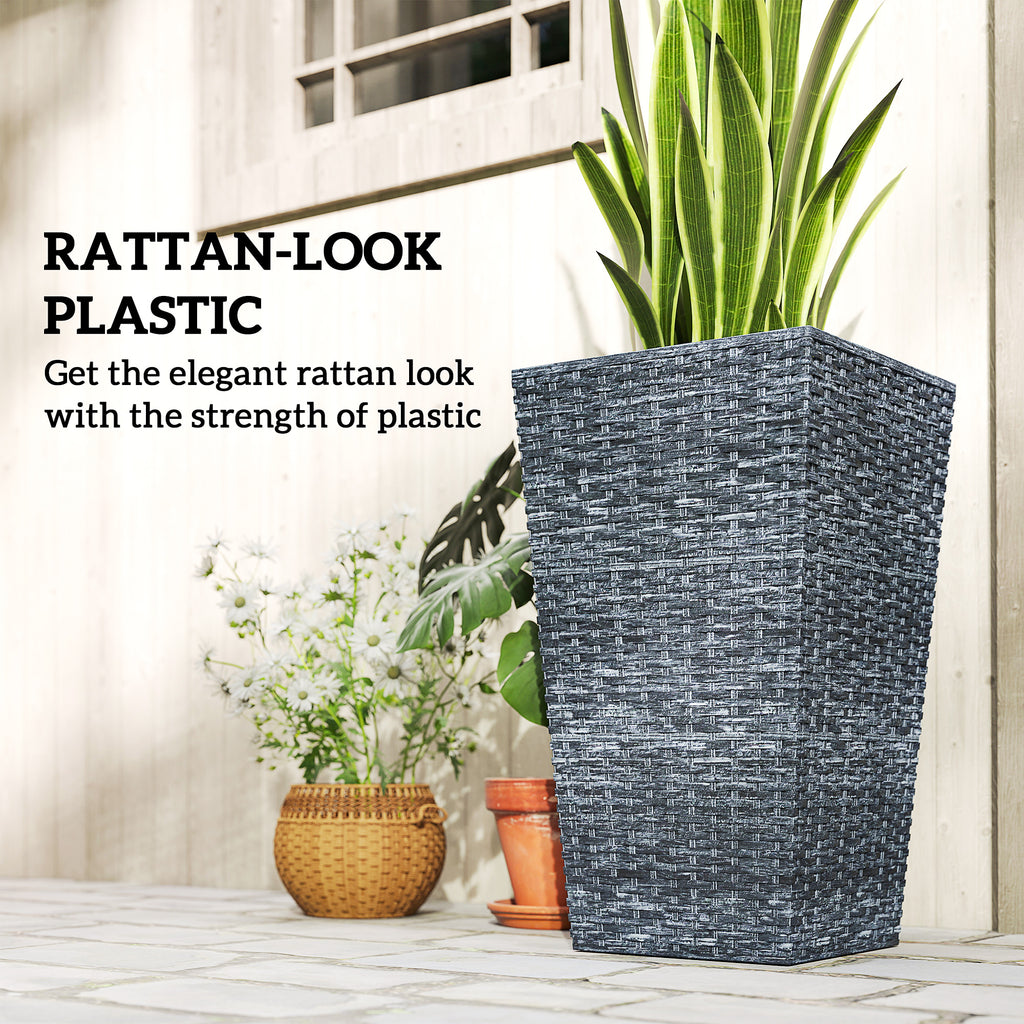 Tall Rattan-Style Planters, 24″ — Set of 3 (Gray) — alternate view 2