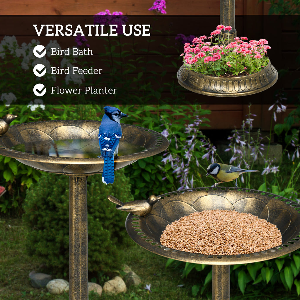 Two-Basin Antique Bird Bath — Bronze — alternate view 2