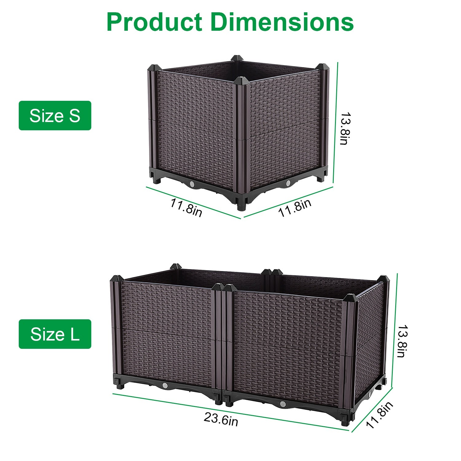 Self-Watering Raised Garden Bed — Rattan Brown — alternate view 10