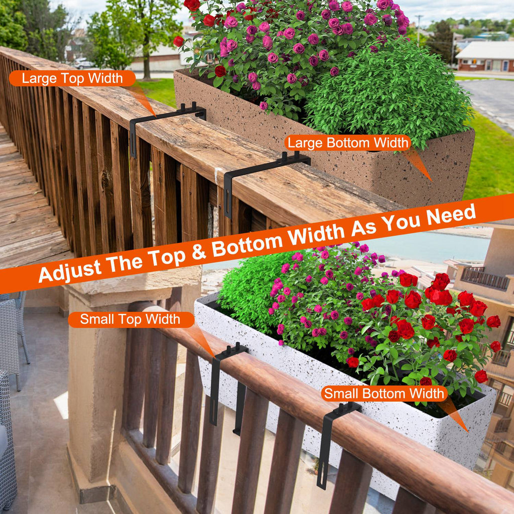 Adjustable Railing Planter Brackets — Set of 4 (Black) — alternate view 2