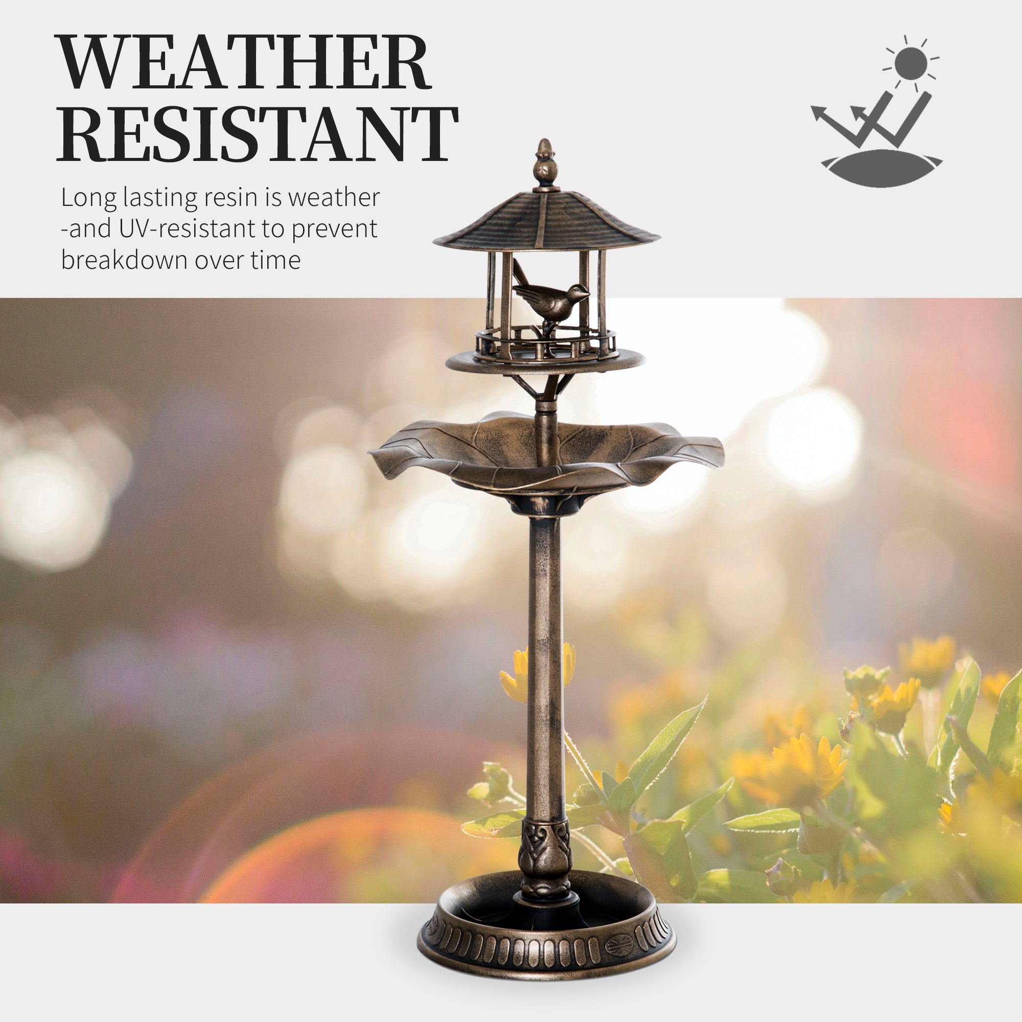 3-in-1 Bird Bath with Feeder & Planter — Bronze — alternate view 7