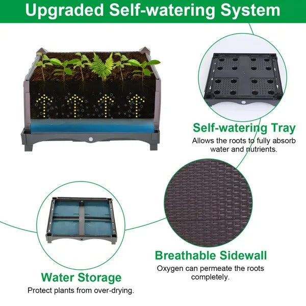 Self-Watering Elevated Planter Box — Rattan Brown — alternate view 3
