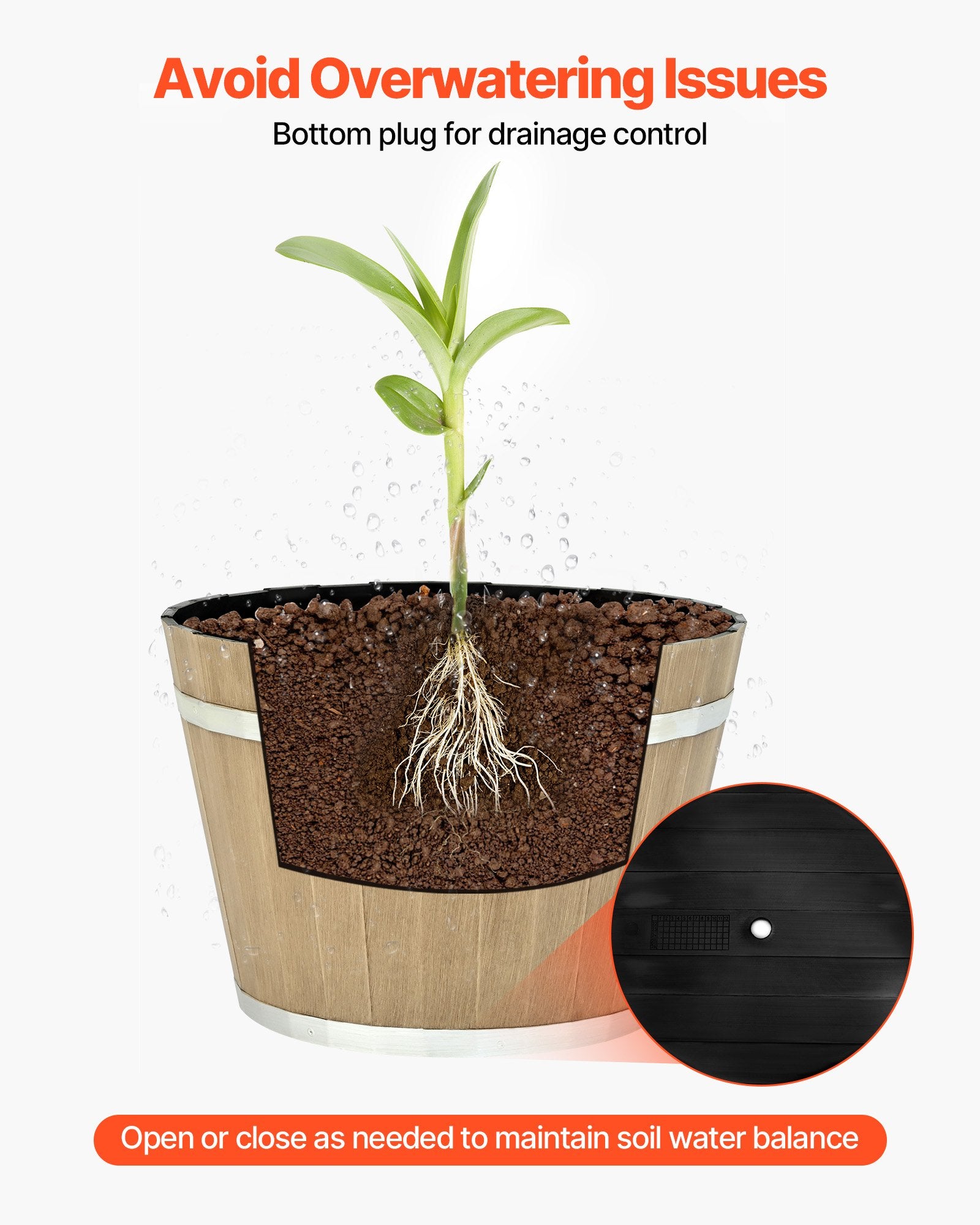 Resin Whiskey Barrel Planter — 12 in — alternate view 2