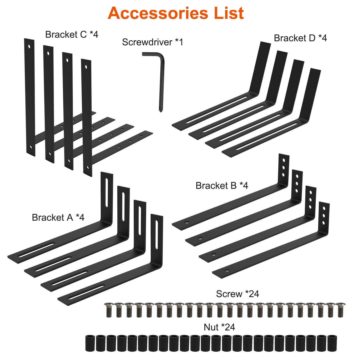 Adjustable Railing Planter Brackets — Set of 4 (Black) — alternate view 7
