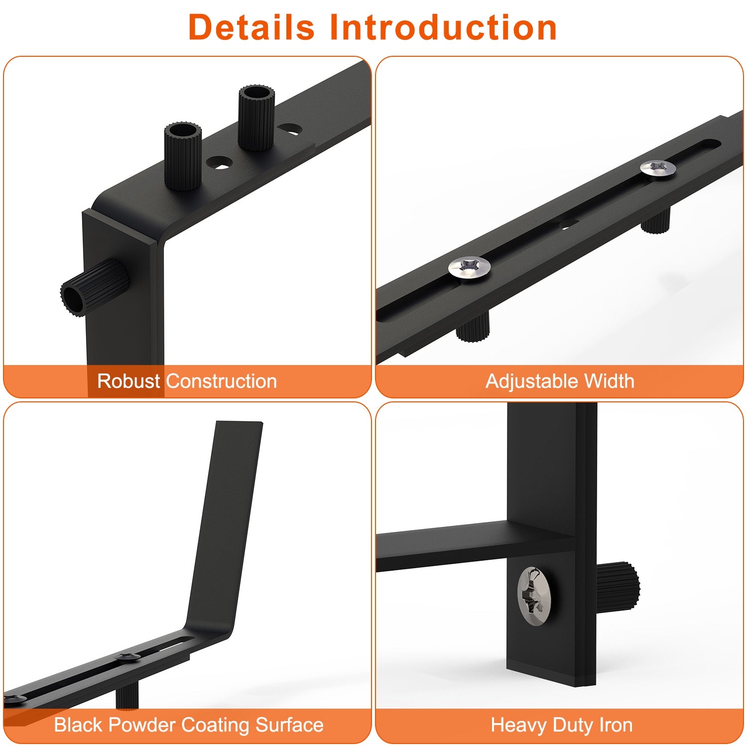 Adjustable Railing Planter Brackets — Set of 4 (Black) — alternate view 6
