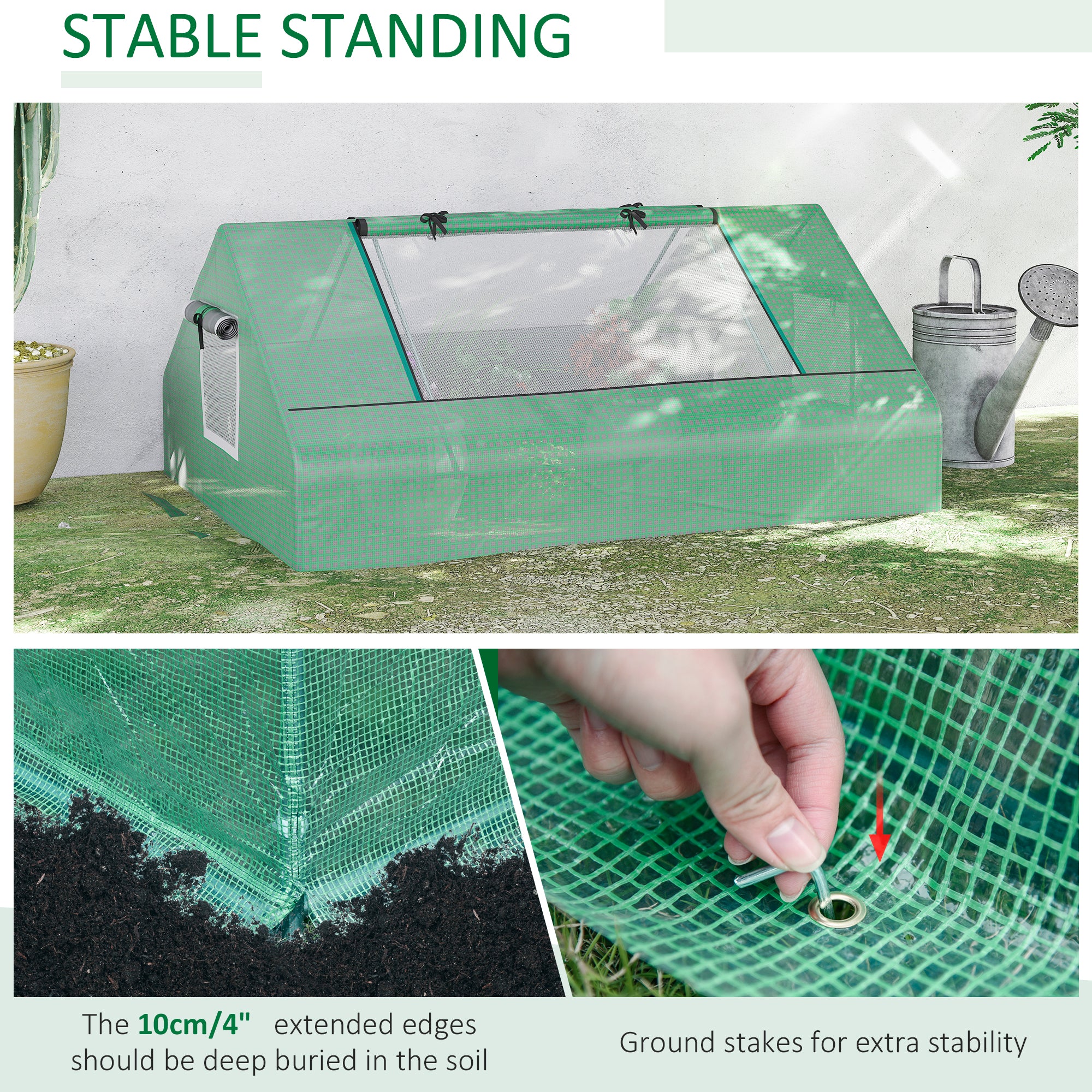 Portable Mini Greenhouse with Roll-Up Windows — Green — alternate view 3