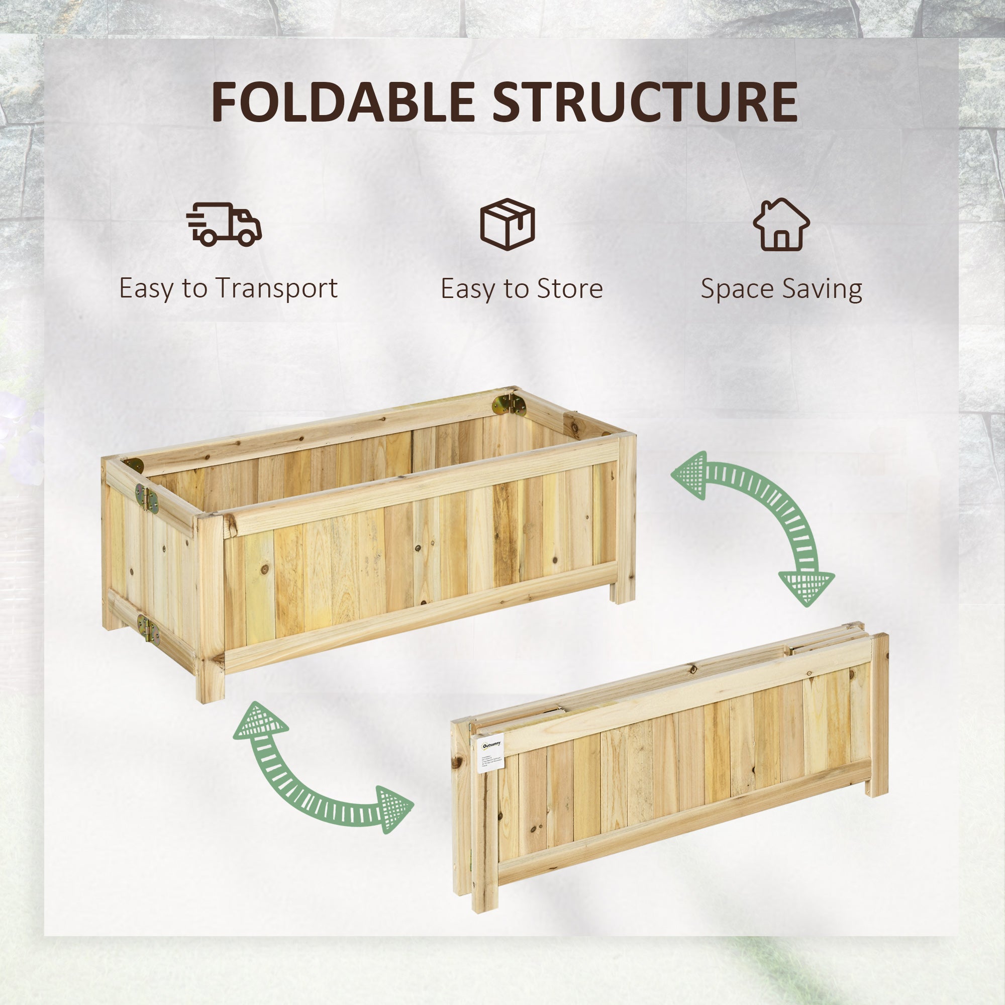 Foldable Wooden Raised Garden Bed — Natural — alternate view 6