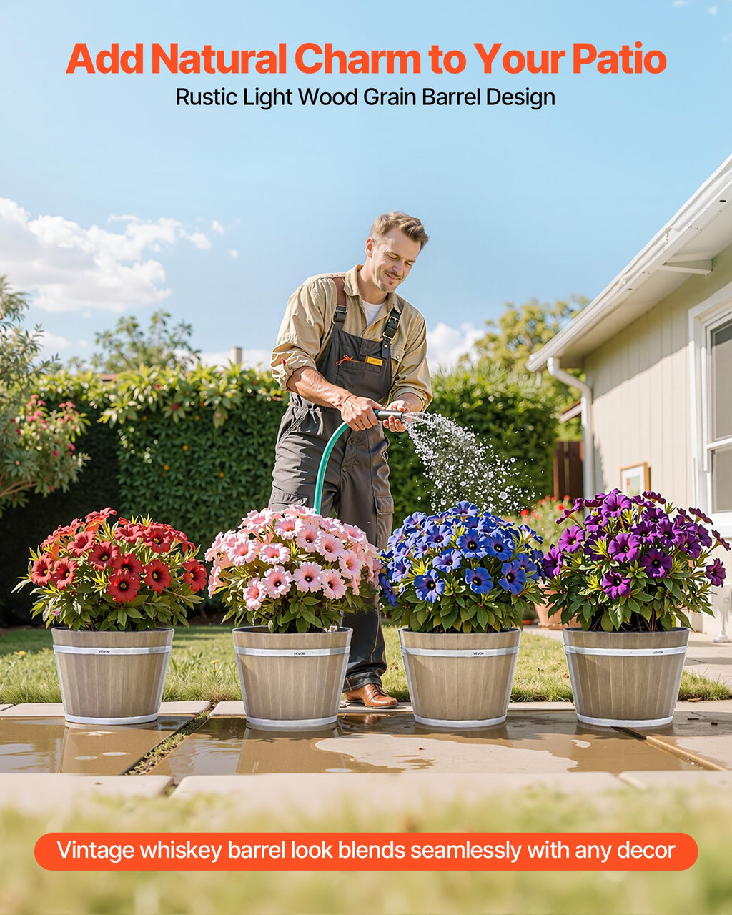 Resin Whiskey Barrel Planter — 12 in — alternate view 4