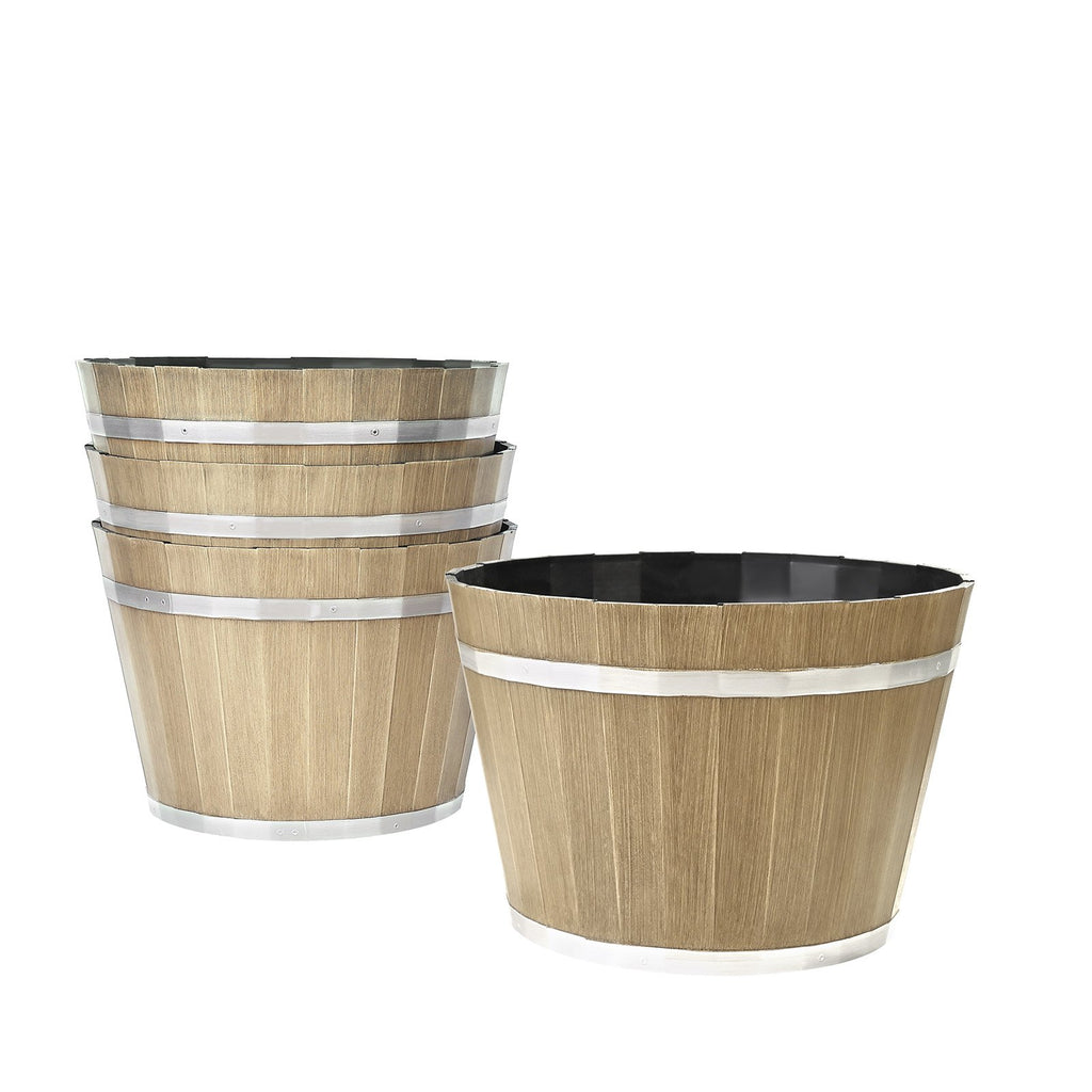 Resin Whiskey Barrel Planter — 12 in