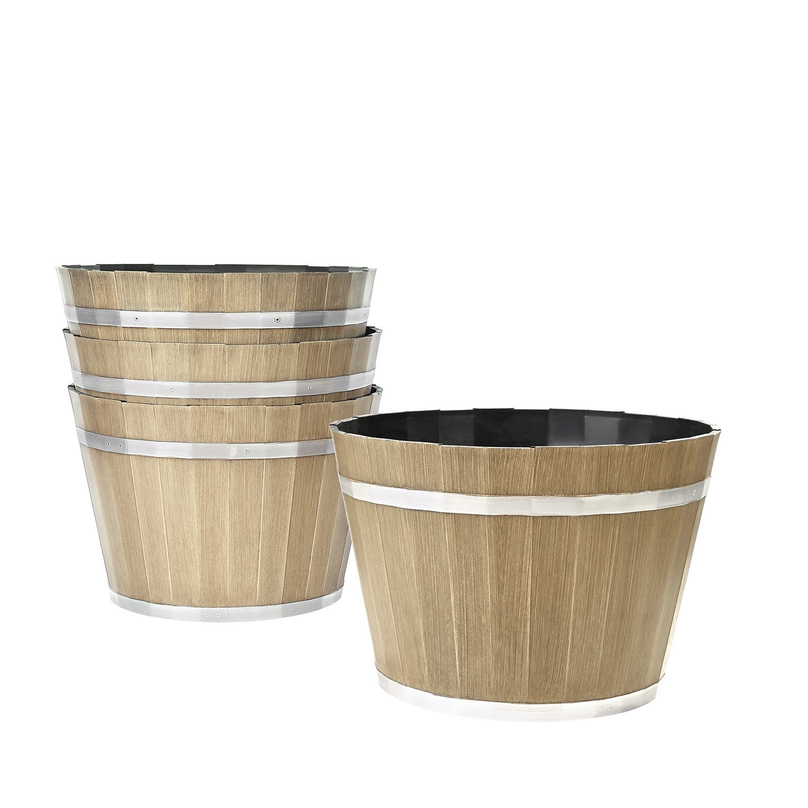 Resin Whiskey Barrel Planter — 12 in