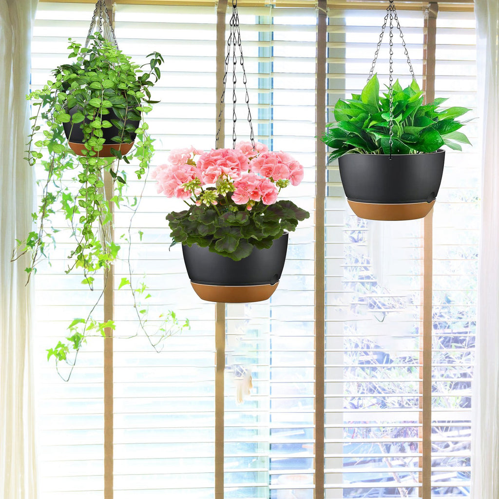 Self-Watering Hanging Planters, 9.6″ — Set of 4 (Gray) — alternate view 8
