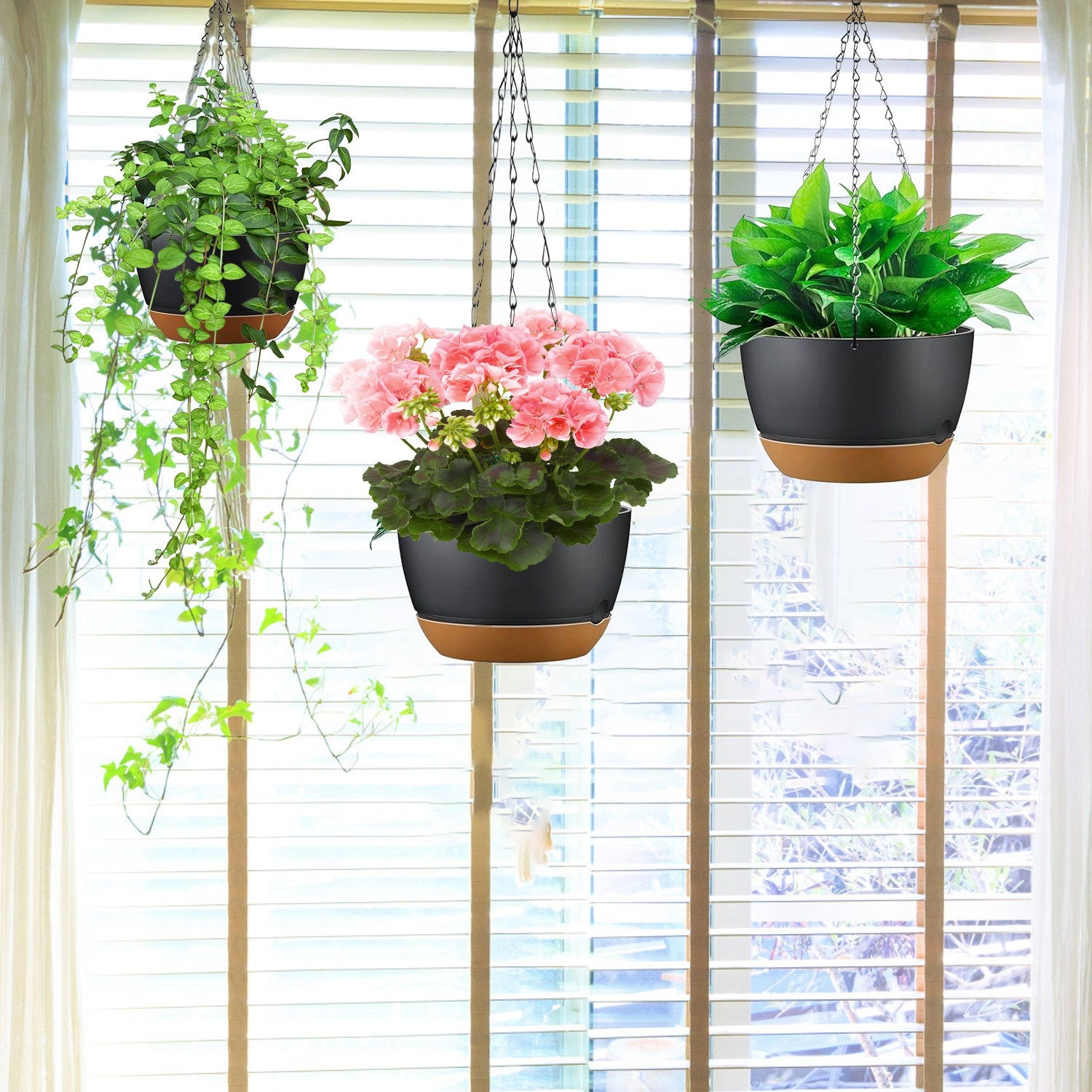Self-Watering Hanging Planters, 9.6″ — Set of 4 (Gray) — alternate view 8