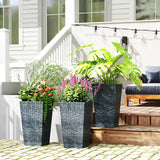 Tall Rattan-Style Planters, 24″ — Set of 3 (Gray)