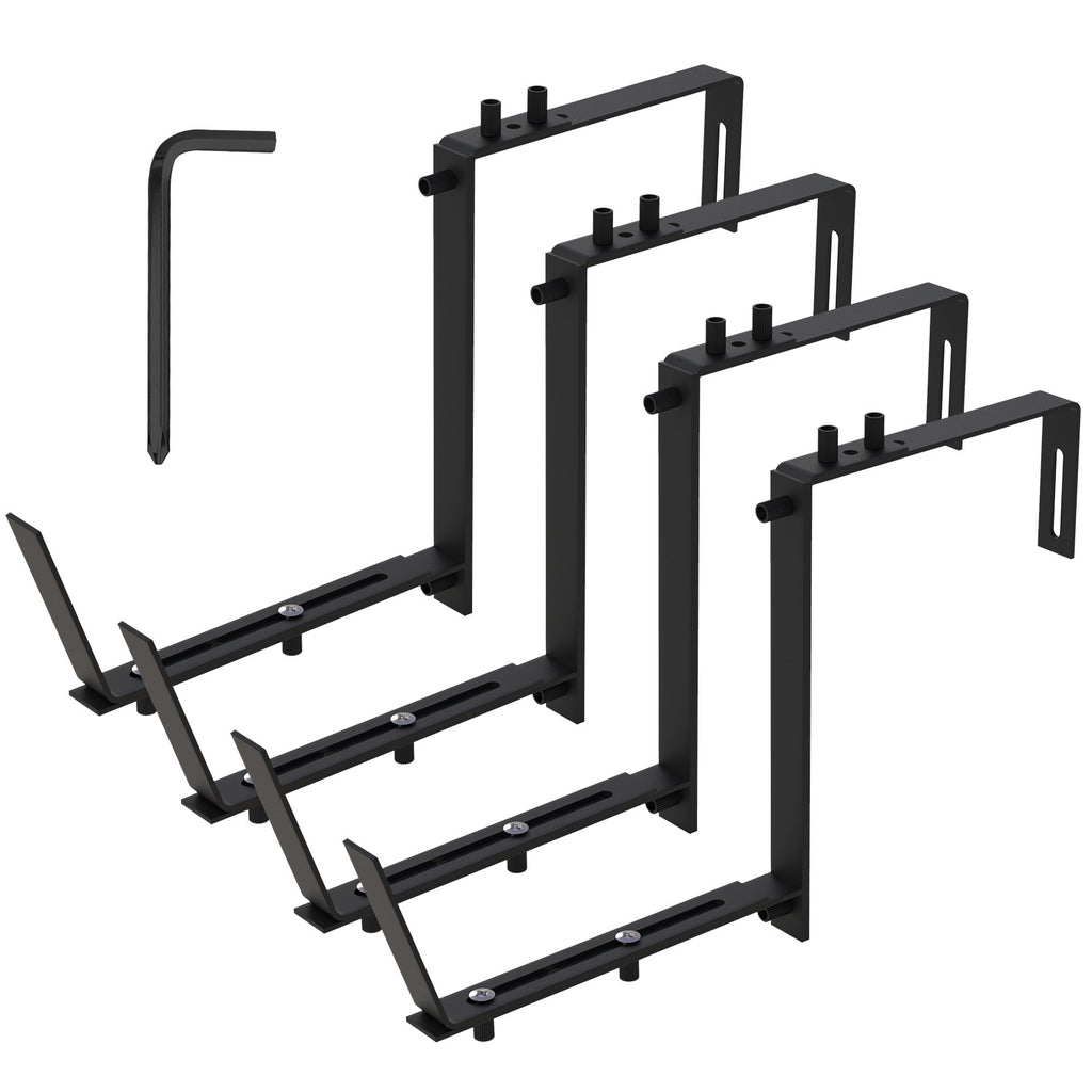 Adjustable Railing Planter Brackets — Set of 4 (Black)
