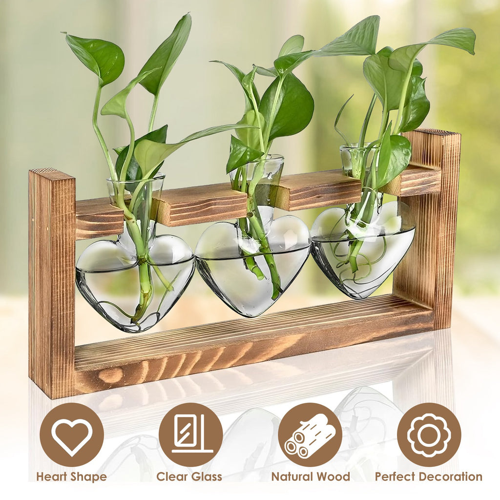 Heart-Shaped Glass Propagation Station — 3 Vases — alternate view 4