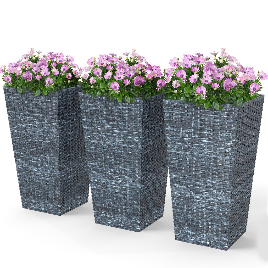 Tall Rattan-Style Planters, 24″ — Set of 3 (Gray) — alternate view 9