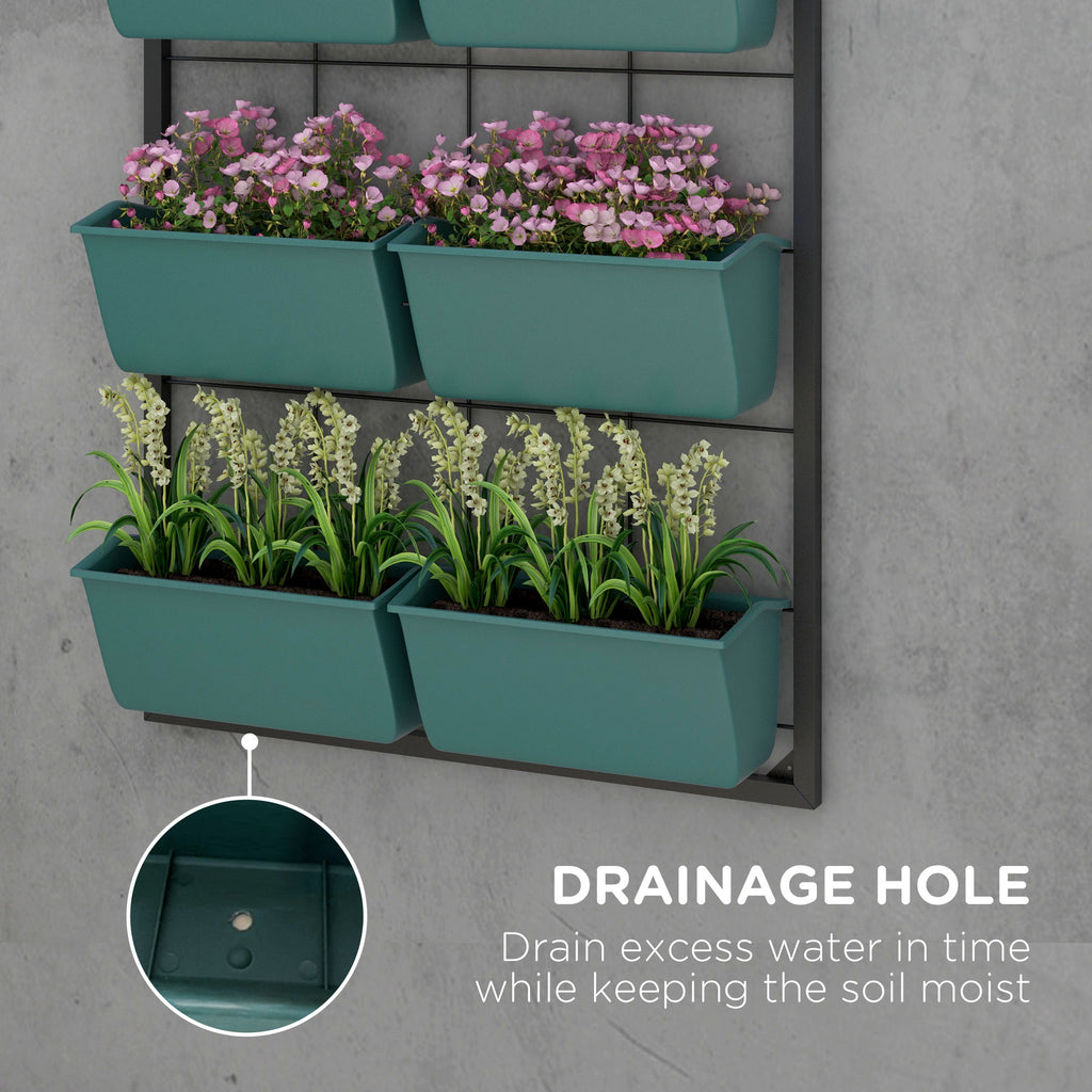 3-Tier Wall-Mounted Planter with 6 Pots — Green — alternate view 4