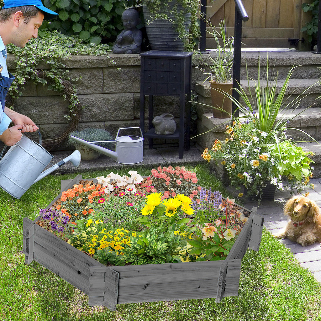 Screwless Hexagon Raised Garden Bed — Gray