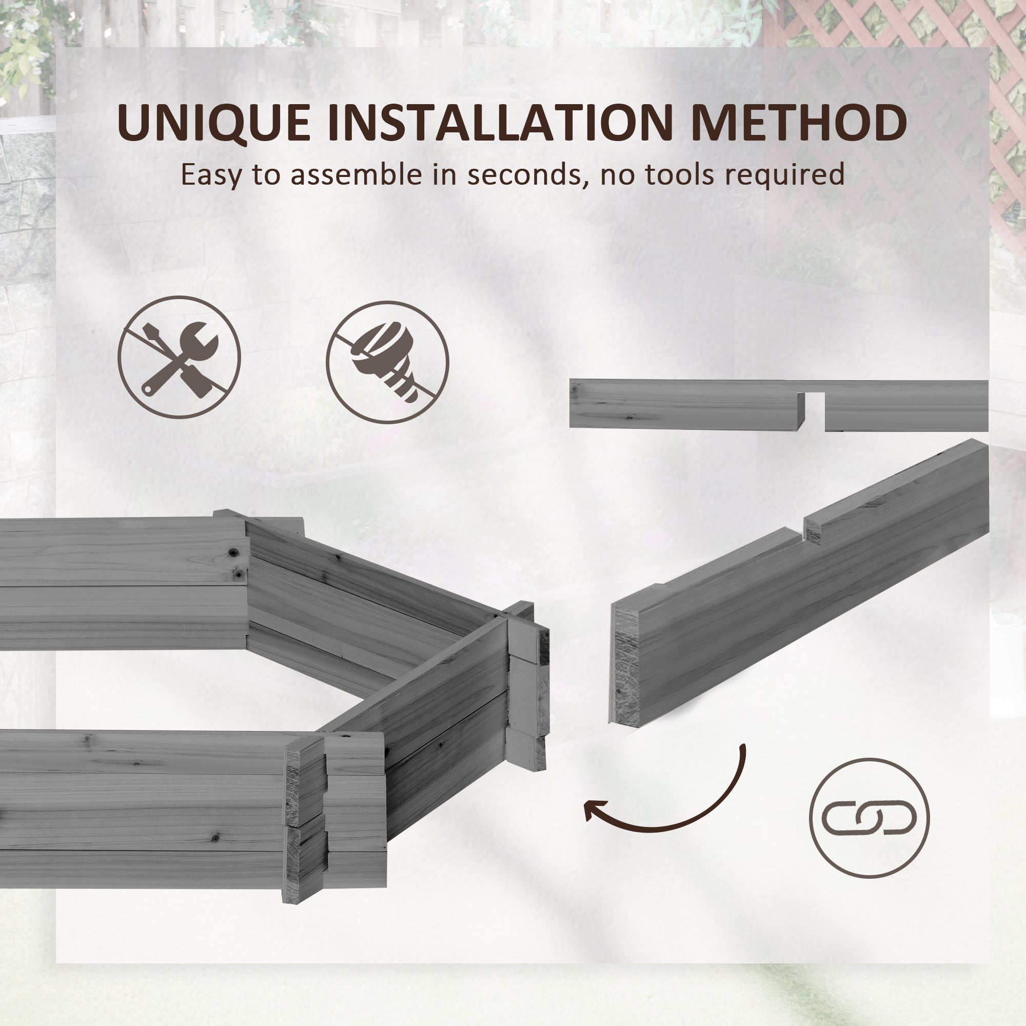 Screwless Hexagon Raised Garden Bed — Gray — alternate view 2