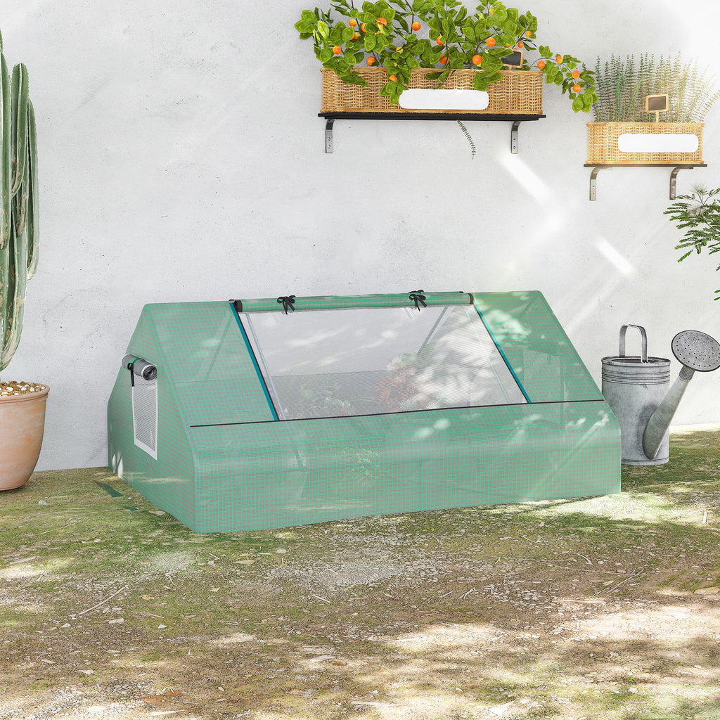 Portable Mini Greenhouse with Roll-Up Windows — Green