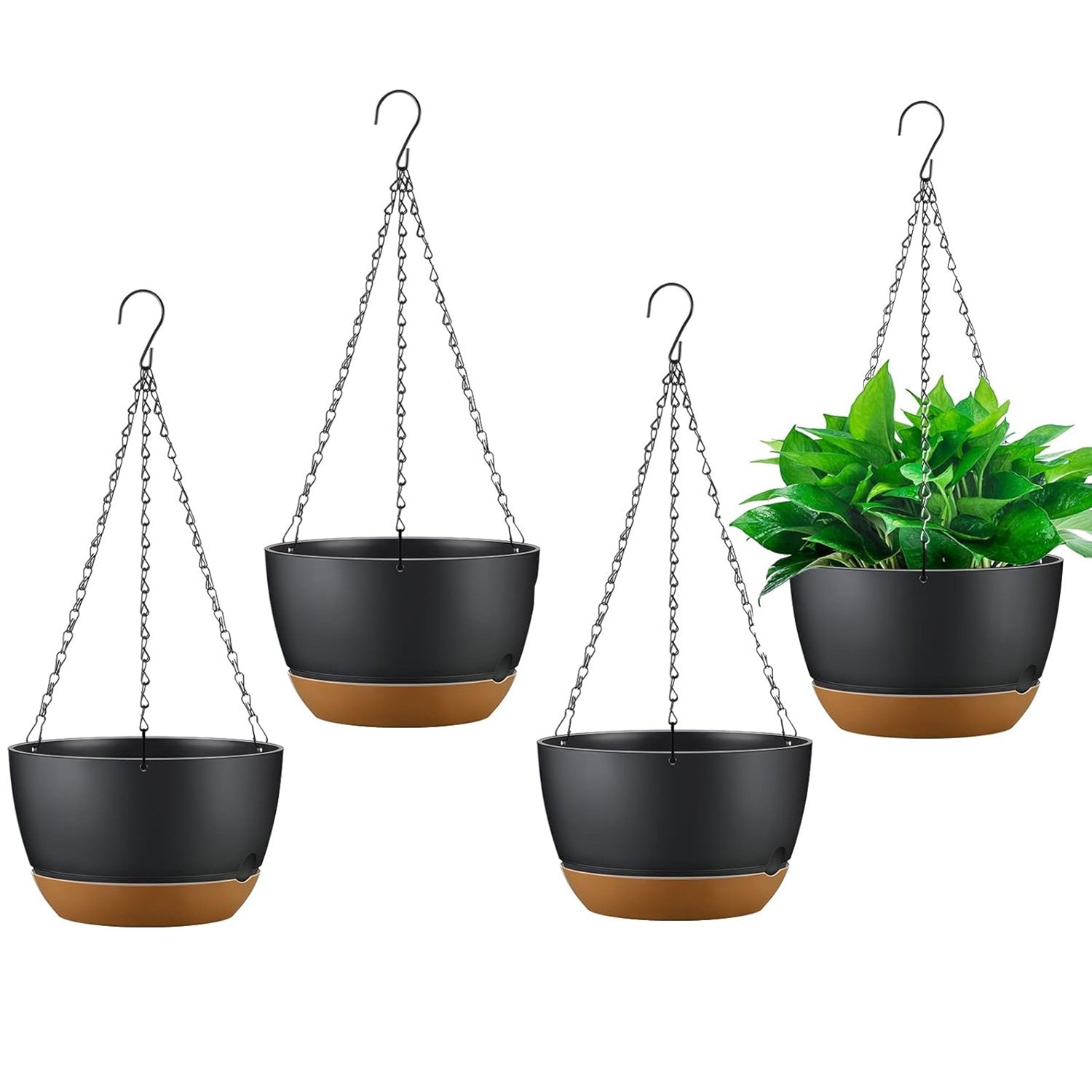 Self-Watering Hanging Planters, 9.6″ — Set of 4 (Gray)