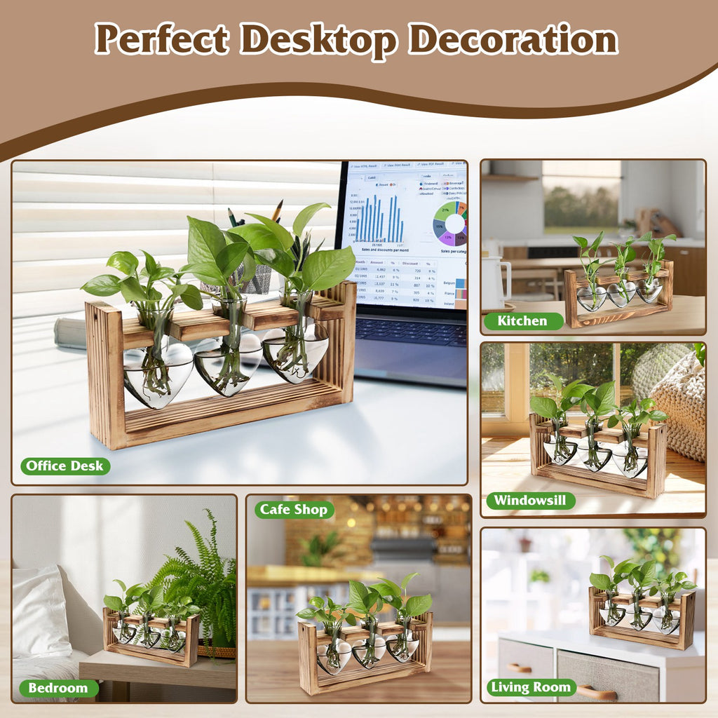Heart-Shaped Glass Propagation Station — 3 Vases — alternate view 5