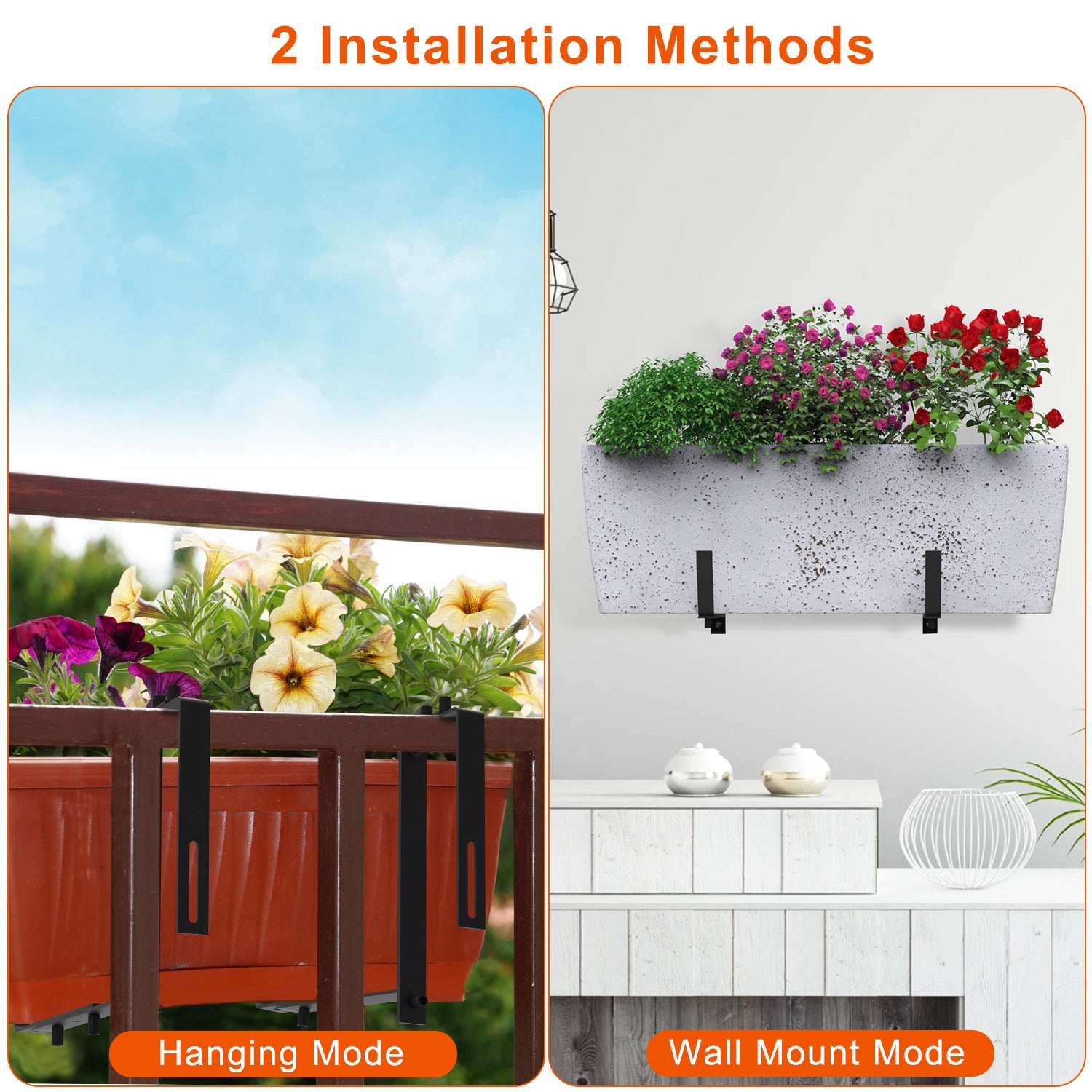 Adjustable Railing Planter Brackets — Set of 4 (Black) — alternate view 5